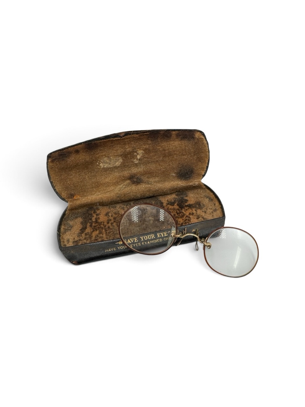 Antique 1900s Pince Nez Eyeglasses 12K Gold Filled Spectacles w/ Case